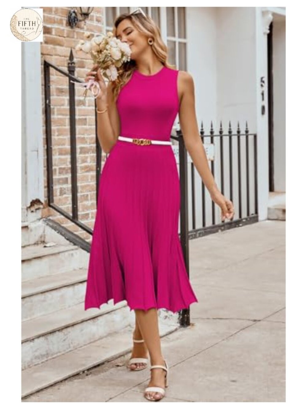 Elegant Sleeveless Pleated A-Line Midi Sweater Dress - Petite, Viscose Blend